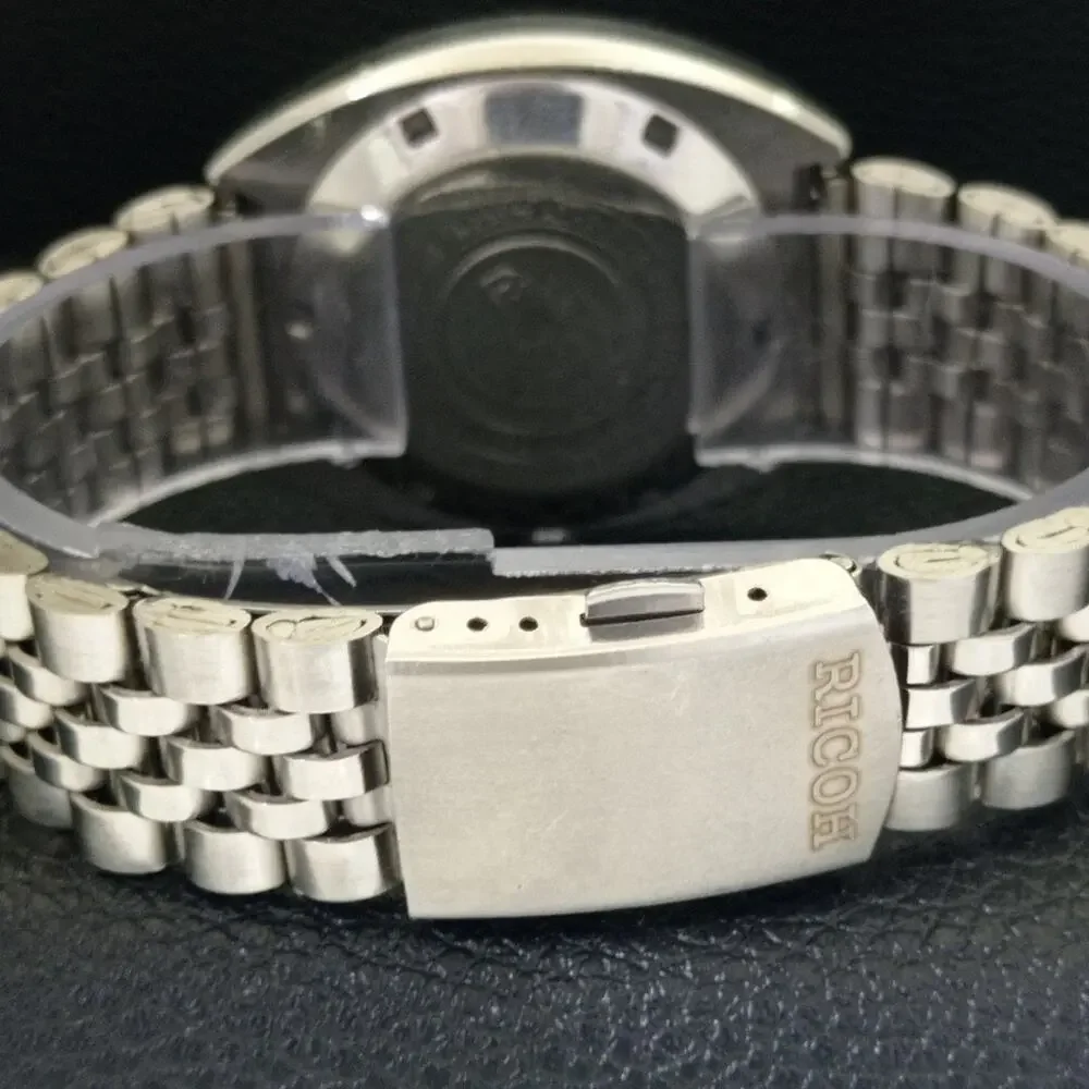 Vintage 1988 Ricoh Automatic Mens Silver Watch W/daydate & Gold accents